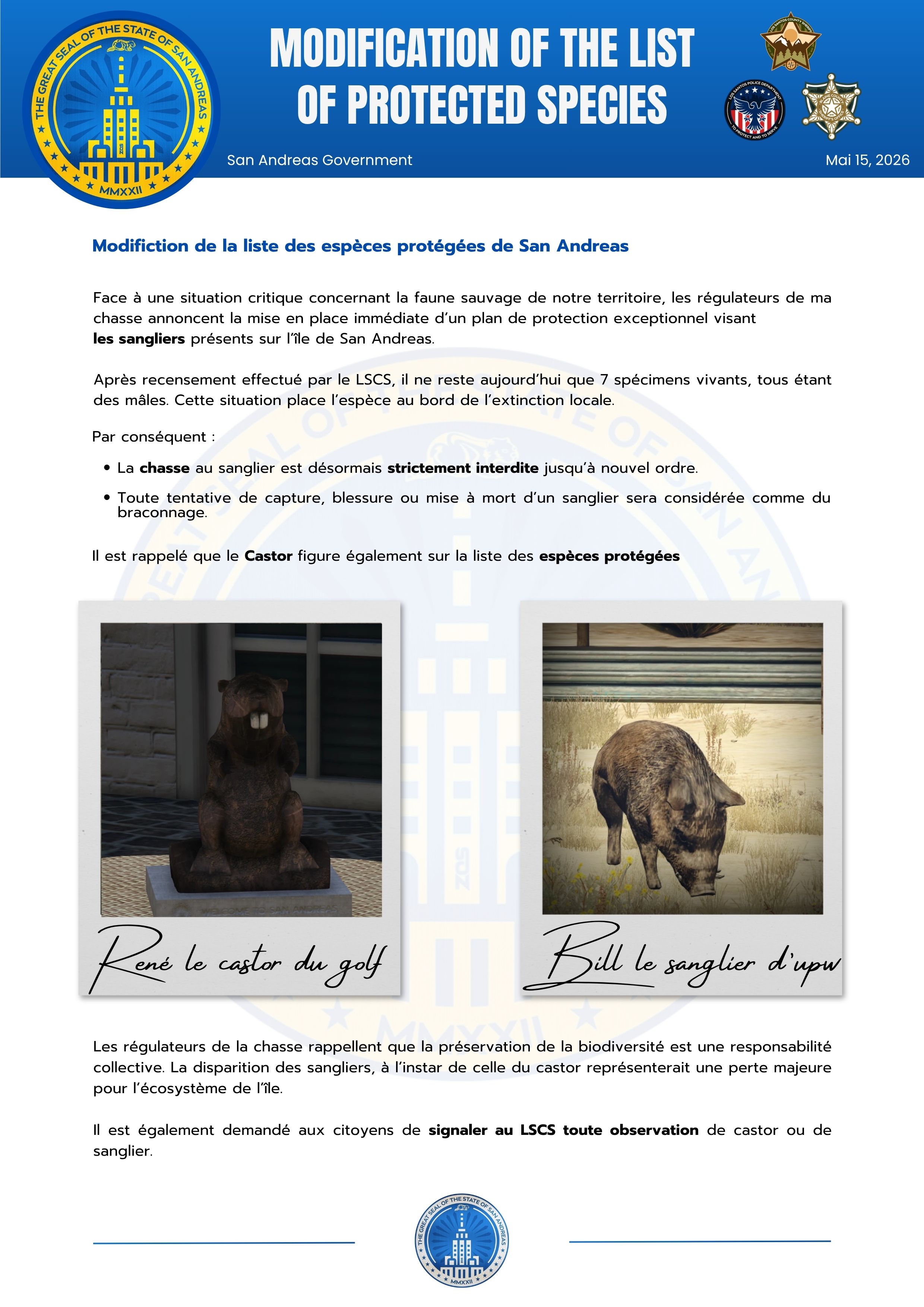 Espèces protégées - mai 2026